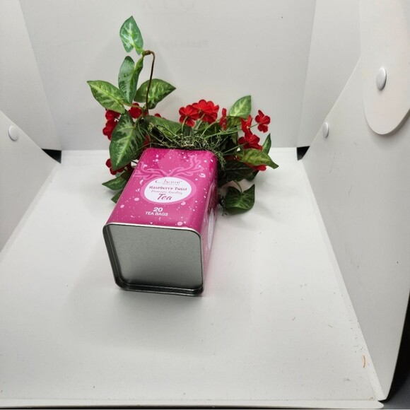 Hand Crafted Floral Table Centerpiece Spring Red Flower Tea Tin - Picture 3 of 9